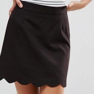 Scallop Hem Mini Skirt in Black, size 4 by LOFT Outlet